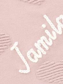 1 pieza Manta suave de punto personalizable con nombre, manta jacquard con diseño de corazón para bebé, manta para todas las estaciones para niños - Rosa - Ver 4