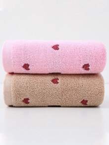 2pcs Romantic Heart Jacquard & Embroidered Quick Dry Face Towels, Absorbent Bath Towels For Couples, Home, Hotel, Gifts, 34*75 Or 34*71 Couple Towel Set, Best Valentine's Day Gift For Couples Shower Towels For Beauty Salon, Hotel Sports,Home Essentials, Towel, Skin Care - Multicolor - View 11