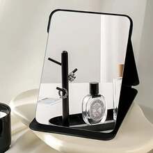 Medium Or Large Portable Makeup Mirror - Travel-Friendly Standing/Hanging Foldable Design, No Power Required, Suitable Home, Salon, Office, Dormitory - Elegant Black Frame Compact Makeup Mirror, Portable Desktop Accessory, Fashionable Smooth Craftsmanship, Essential Beauty Enthusiasts
