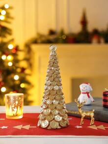 1 件创意圣诞树，橡子、松果、美元、比特币形状树脂装饰，逼真的圣诞树雕像，适合桌面、展示、室内圣诞装饰、礼物