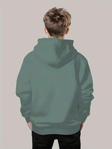 Felpa con grafica BROOKLYN NEW YORK, rivestita in pile, vestibilità morbida, manica lunga in cotone per ragazzo pre-adolescente, stile casual/universitario, adatta per raduni familiari, vacanze di primavera, celebrazioni, design giocoso, primavera, estate, San Valentino, carnevale, feste, spiaggia, matrimoni, palestra - Matcha verde - Visualizzare 3