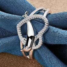 Nhẫn trái tim cá heo dễ thương mạ bạc Sterling 925 dành cho nữ Nhẫn đính hôn thời trang Phụ kiện trang sức cho phụ nữ Trang phục hàng ngày & Kỳ nghỉ, Quà tặng ý tưởng - Bạc - Xem 3