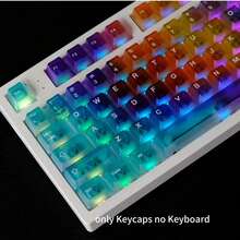 Transparent Frosted Rainbow Keycaps, Cherry Profile Customizable DIY Keycaps For 119 Keys, Suitable For 60%/65%/75%/L96%/100% Mechanical Keyboards