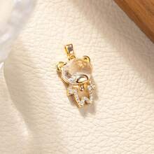 3pcs Cute Copper Rhinestone Bear Pendant, Suitable For DIY Necklace, Bracelet, Earring, Keychain Jewelry Making