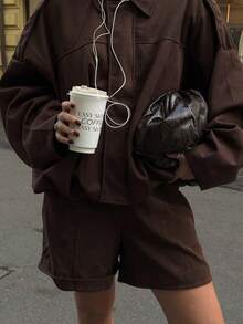 MUMRAP Women Casual Street Fashion Turndown Collar Jacket Vintage Long Sleeve Zipper Loose Coat