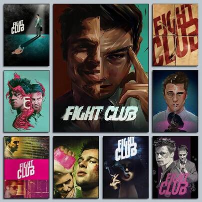 Famous Movies Fight Club Retro Posters Modern Character Film Prints Cinema Canvas Painting Wall Pictures Home Living Room Decor