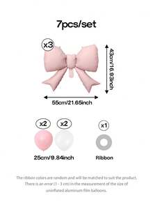 Conjunto de 5 ou 7 balões decorativos rosa para festa de aniversário, balões com laço rosa fosco, balões de látex de 25 cm em rosa macaron e branco pérola, ideais para aniversários, chá de bebê, Dia dos Namorados e festas de amigas. - Multicolorido - Ver 2