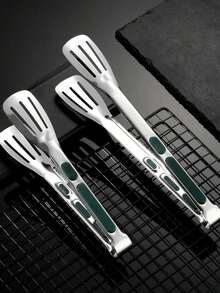 1pc Anti- Anti-Scald Stainless Steel Food Tongs For Meat, Salad, Bread, Bbq, Buffet, Cookware, Must-Have Kitchen Tool - Multicolor - View 3