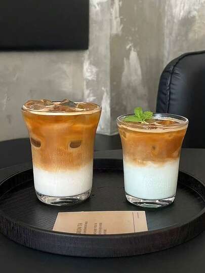 1pc Retro Ins Style Cafe Latte Cup & Saucer Set, Minimalist Iced Coffee Glass Cup, Suitable For Restaurant, Living Room, Cafe