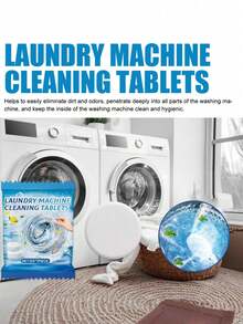 Deep Cleaning Effervescent Washing Machine Cleaner Tablets - Descaler & Deodorizer For Laundry Appliances, Household Drum & Tank Maintenance