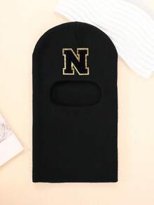 1 PC Baby Knitted Balaclava Hat With A - Z Letter Warm Full - Face Coverage For Winter - Black - View 22