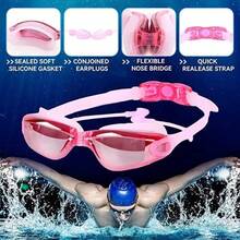 Juego de gafas de natación - Gafas de natación con gorra de natación/Tapones para los oídos/Pinzas para la nariz/Estuche de  para jóvenes adultos - Protección UV antivaho - Rosa - Ver 4