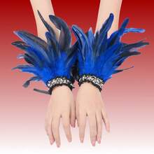 2pcs Halloween Performance Ball Feather Wristbands, Wrist Accessories, Role-Playing Costume Props, Suitable For Party And Party Dressing Props, Perfect Gifts For Friends During Holidays - Green - View 12
