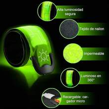 2 Pcs LED Brazalete,Pulsera LED Deportiva Recargable USB-3 Modos (Flash/Lento/Constante)-Brazalete Reflectante para Corredores, Ciclistas, Caminantes y Mascotas - Alta Visibilidad Nocturna - verde - Ver 12