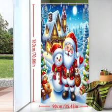 1pc Santa Claus And Snowman Christmas Decoration Art Party Decor Waterproof Single Shower Curtain Bathroom Decoration And 12 Plastic Hooks Bathroom Toilet Wet And Dry Separation Isolation Curtain