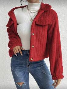Women Coats - Red - View 4