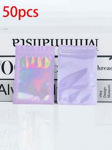 100/50/30/10pcs Resealable Bags, Clear Window Food Storage Bags, Candy Bags, Fudge Bags, Aluminum Foil Bags, Party Favor Packaging Bags, Holographic Resealable Bags Zipper Food Storage Aluminum Foil Mylar Scent Bags Plastic Flat Packaging Bags For Party Favors Food Candy Jewelry Lip Gloss, Available In Various Sizes And Colors - 開窗鐳射袋 - 查看 45