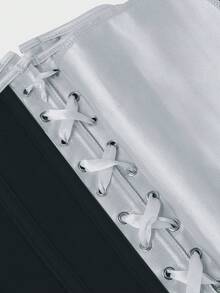 Underbust Corsets For Women,Corset Belt Tummy Control Lace Up Satin Corset,Under Boob Corset Women's Lingerie & Shapewear - Xám - Xem 7