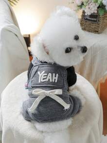 1 pieza Ropa para mascotas, Ropa para perros/gatos pequeños, Lindo atuendo para cachorros/gatitos felices, Ropa para mascotas cálida y cómoda para perros pequeños, Otoño/Invierno - Negro