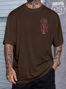 Oversized T-Shirt Japanese Dragon Samurai Sword Katana REF 7305 VEST NERD - Rỉ Nâu - Xem 2