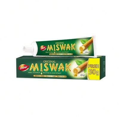 Dissar Pasta de dentes Miswake 50g, Miswake 100ml + escova de dentes e Miswake 25ml Dabur, pasta de dentes branqueadora Miswak, cuidados orais naturais, entrega vegana sem flúor 24/48 h NOVO