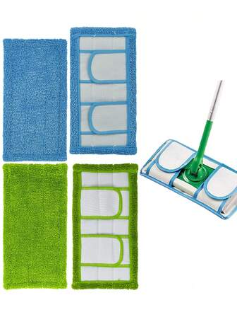 2/4pcs Ultra-Fine Fiber Mop Replacement Pads - Reusable And Washable Replacement Pads, High Absorbency And Water Absorption, Suitable For 10-12 Inch Flat Mops, Dry And Wet Use, Easy To Clean, Cleaning Tool Replacement