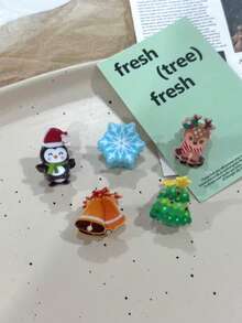 1 Set/5pcs Christmas Hair Clips, Acrylic Cute Christmas Style Combination, Suitable As Christmas Gift For Women Claw Clips Winter Hair Accessories Winter Hair Clutch - Multicolor - View 10