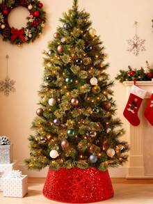 1件圣诞树围裙，红色圣诞树裙，树圈亮片装饰，圣诞树底座装饰，派对装饰，圣诞家居装饰，户外花园装饰，圣诞家居装饰，圣诞礼物，圣诞装饰 - 彩色 - 查看 6