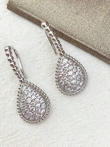 1pair Luxury Waterdrop-Shaped Inlaid Elegant Pendant Earrings, Holiday, Bohemian, Gold/Silver-Tone Earhooks, Party Jewelry - 水滴耳環 - 查看 6