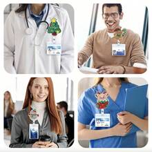 1Pc Cute Cartoon Christmas Acrylic Christmas Tree, Santa Claus, Snowman, Bell, Christmas Stocking, Gingerbread Man Pattern Element Telescopic Buckle Accessory Fashion Decoration, Suitable For Card Holders, Work ID Cards, ID Cards, Student Cards, Access Cards, Keychains, Backpack Decoration