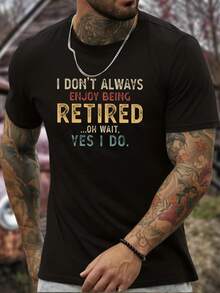 Camiseta creativa para hombres con estampado gráfico de letras RETIRED, camiseta de manga corta casual con cuello redondo, ropa de hombre para verano al aire libre - Blanco - Ver 4