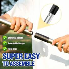 CHIEFAWAY Pooper Scooper Pet Poop Scoop Tray And Rake Adjustable Stainless Steel Long Metal Handle Dog Waste Set Garden Cleaning Kit 2 Pack Easy To Wash BlackSilver - BlackSilver - View 5