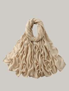 1 pieza Hiyab de viscosa modal sólido, pañuelo ligero y transpirable de moda, con acabado de puntada doble, artesanía refinada, pañuelo para mujer, adecuado para todas las estaciones