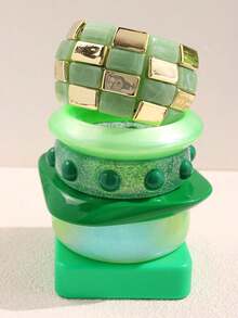 1 chiếc vòng tay nhựa xoắn màu xanh lá cây đậm cổ điển Exaggerated Alien dành cho nữ vòng tay cổ điển - Nhiều màu - Xem 12
