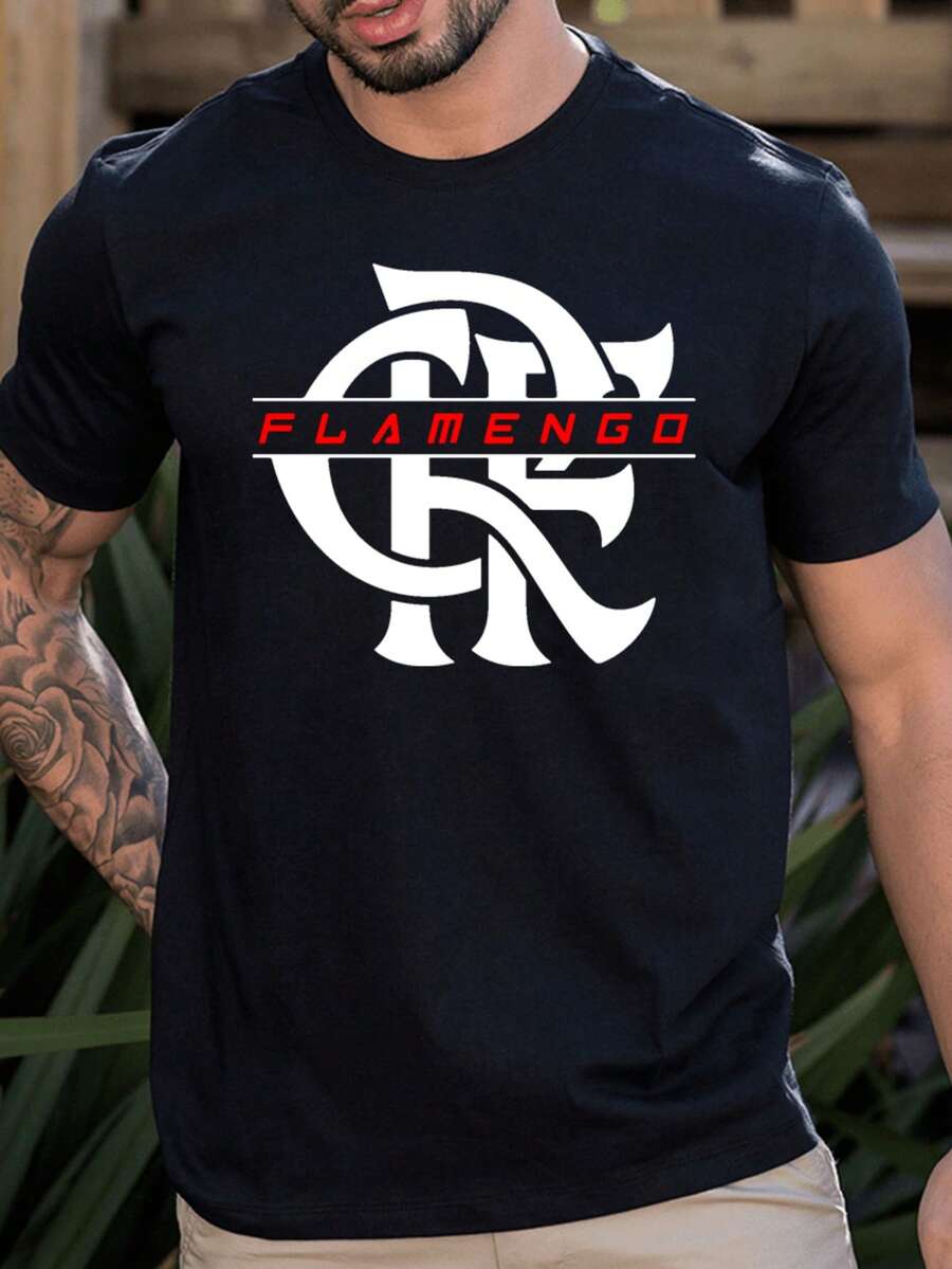 Flamengo Rubro  Football Team Shirt Stylish Men's Plus Size T-Shirt - 黑色 - 查看 1