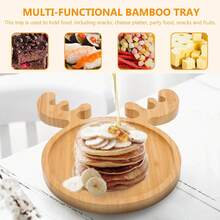 1 buc. Tavă de servire din bambus în formă de brad de Crăciun și elan, platouri pentru gustări din lemn natural, cadouri drăguțe, platou pentru brad de Crăciun pentru petrecerea de Crăciun