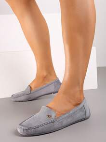 Weiche Wildleder Loafer Damen Lässig Frühling/Herbst - Grau - Übersicht 2