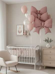 Conjunto de 5 ou 7 balões decorativos rosa para festa de aniversário, balões com laço rosa fosco, balões de látex de 25 cm em rosa macaron e branco pérola, ideais para aniversários, chá de bebê, Dia dos Namorados e festas de amigas. - Multicolorido - Ver 5