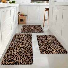 1PC Floor Mat--Leopard Print Bathroom Rug, Non-Slip Absorbent Washable Floor Mat, Decorative Entryway Doormat For Bedroom, Living Room, Bathroom - Ideal For High Traffic Areas, Machine Washable, 20x32 Inch--MatSoft, Comfortable And Easy To Clean, Suitable For Hallway Bathroom, Bedroom, Kitchen, Porch, Laundry Room, RV Outdoor Decoration Holiday Decoration Three Sizes Available Halloween Door Decor Fall Decorations For Home - màu đen - Xem 2