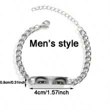 1 Piece Of Personalized Photo Bracelet, Stainless Steel Chain Laser Engraved Eye Photo Bracelet ,Custom Engraved Couple Photo Bracelet, Fashion Style Eye Image , Engraved Picture Stainless Steel Cuban Bracelet, Couple Gift Jewelry ,Boyfriend Gifts Valentine's Day Gifts ,Mother's Day Gifts, Father's Day Gifts,Gifts For Boyfriend Commemorative,Chic Autumn, Utilitarian Chic, Delicate Romance, Look Glamour,Enchanted Romance Gown - Multicolor - View 17