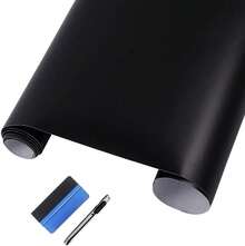 LZLRUN - Rollo de Vinilo Autoadhesivo de Color Negro Mate, para Uso automotriz, Cuchillo de 30,5 x 152,4 cm + Herramienta de Mano - 30cm x 150cm - 0,6 cm x 900 cm - Ver 1