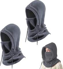 2 Pack Pasamontañas para Hombre y Mujer, Balaclava para el Sol, Protección UV y Transpirable, Pasamontanas para Moto, Ciclismo, Senderismo y Esquí - Gris y Gris - Ver 13