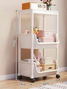 Estantería rodante de 4 niveles - Organizador de almacenamiento de plástico blanco de varias capas con ruedas, adecuado para cocina, sala de estar, dormitorio o dormitorio - Excelente para almacenar libros, vajilla y productos, estantería vertical