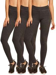 3 Pack Women's Premium Cotton Leggings Ankle Length With High Wide Waistband S-3XL High Waisted Leggings Full Length Regular & Plus Size No See-Through Athletic Workout Running Cycling Yoga Pants For Women Tummy Control Activewear Shapewear Womenswear - 3 Pack Dark Grey - 查看 3