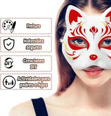 10áscaras Therian de Color Blanco,áscara de Gato Therian,áscara de Halloween para Niños y Adultos,áscara en Blanco para, Haceráscaras, Halloween, Cosplay, Regalos - 1 - Ver 5