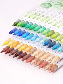 1pc Dual-Tip Acrylic Marker Pen, Soft Chisel Tip Brush Pen, Versatile For Coloring, Watercolor, DIY, Journaling, Graffiti, Art Painting, School Supplies