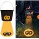Fiestas Guirca Halloween Pumpkin Bucket With Light At The Base For Spooky And Festive Themed Decoration, Pumpkin Container With Black Shell For Children's Parties, Costumes, And Halloween Decorations Indoors And Outdoors - Multicolor - View 2