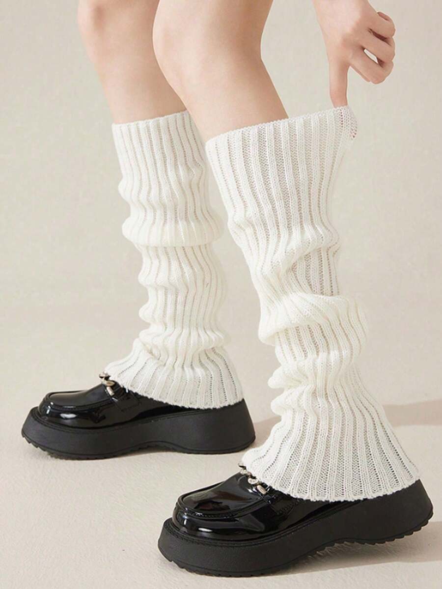 3 双儿童女童、青少年洛丽塔针织长袜腿套原宿日式可爱靴袜,秋冬季罗纹针织长袜,适合派对运动、徒步旅行、返校儿童腿套,万圣节圣诞节礼物 - 彩色 - 查看 1