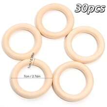 5/10/20/30/50pcs Natural Wooden Rings, Beads, Rings, Pendants, (3/4.5/5.5/7mm) Thick Smooth Unprocessed Wooden Rings, For DIY Crafts, Artworks, Carving, Weaving, Lace, Hanging Decor, Home Decor, Painting Decor, Curtain Rings, Napkin Rings, Sewing, DIY Jewelry Making