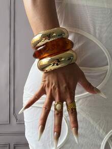 3pcs/1pc Charm Cuff Bracelets,Gold Bangles,Wide Bangles, Chunky Bracelet, Bracelet Set, Wide Bracelet, Bracelet For Women,Gift For Her